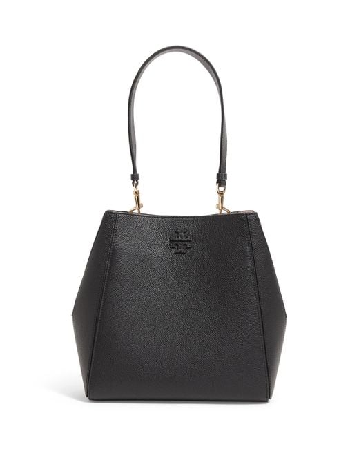 Tory Burch Black Small Leather Mcgraw Bucket Bag