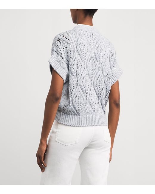 Eleventy Gray Openwork Knit Cardigan
