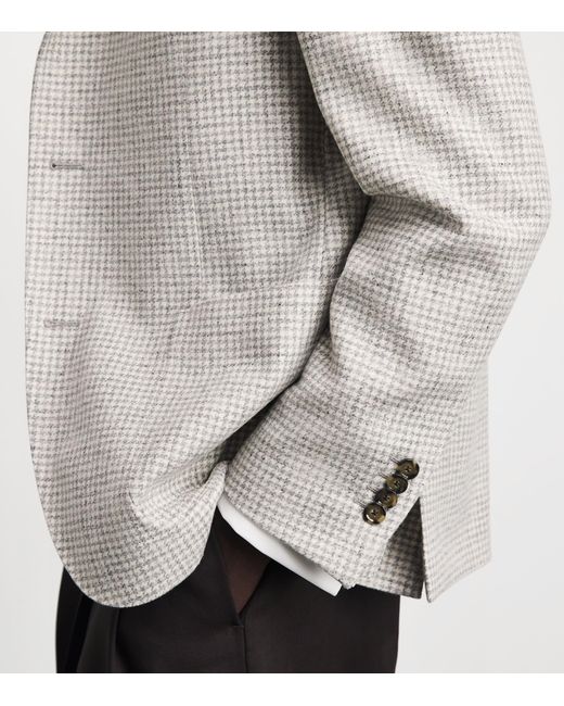 Lardini White Wool-Cashmere Check Blazer for men