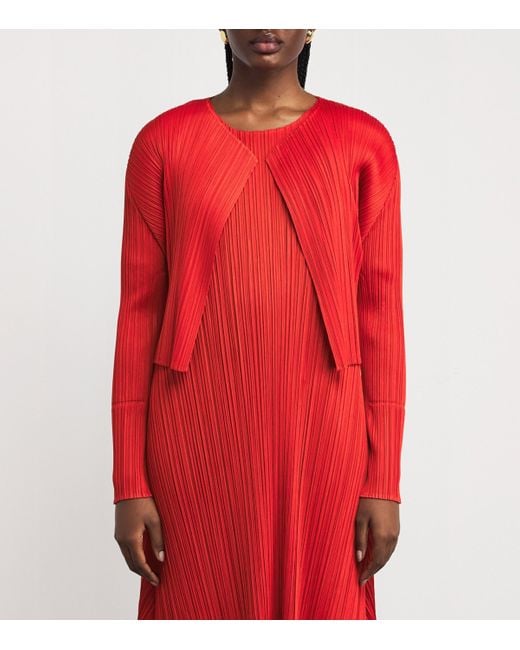 Pleats Please Issey Miyake Red Monthly Colors July Cardigan