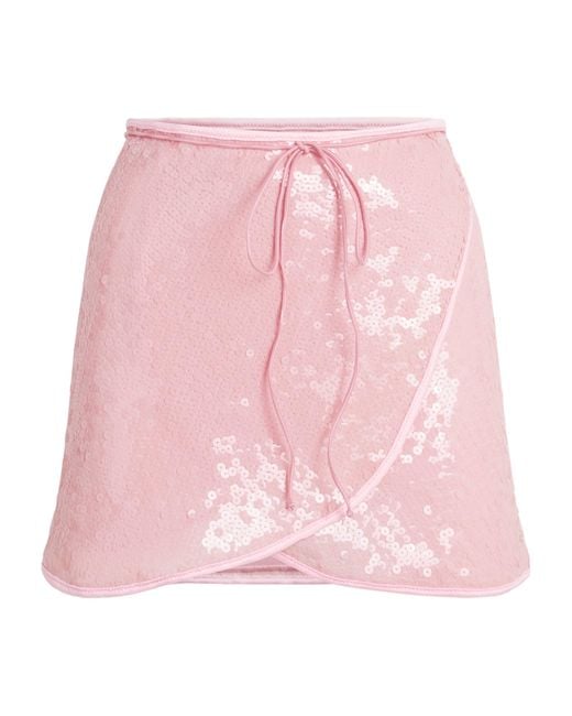 Oseree Pink Sequinned Marilyn Mini Skirt