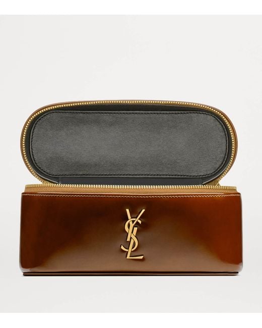 Saint Laurent Brown Mini Patent Leather Gaby Top-Handle Bag