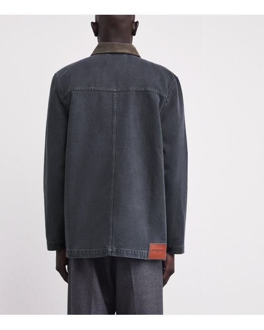 Officine Generale Blue Cotton Corduroy-Collar Carlito Jacket for men