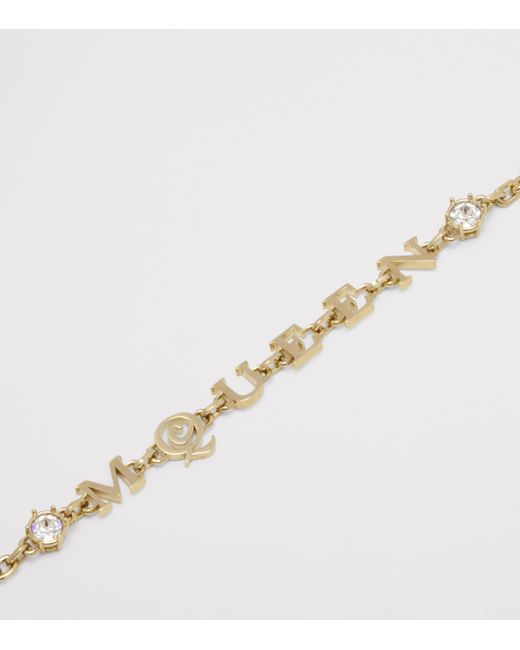 Alexander McQueen Metallic Crystal Logo Bracelet for men