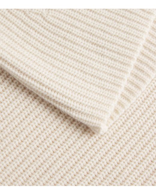 Joseph White Cashmere-Blend Ribed Raffet Sweater