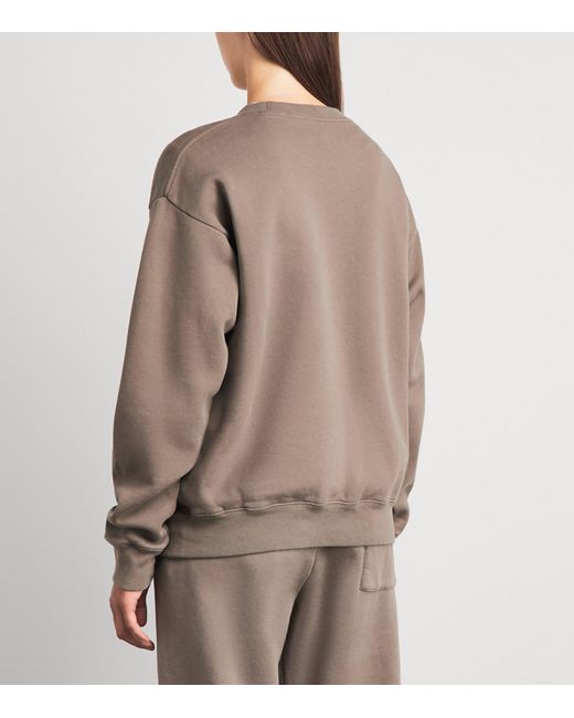 Sporty & Rich Brown Embroidered Crest Sweatshirt