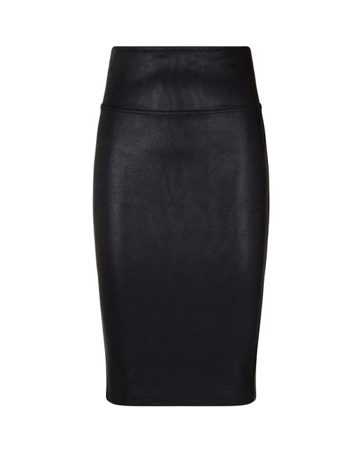 Spanx Black Faux Leather Pencil Skirt