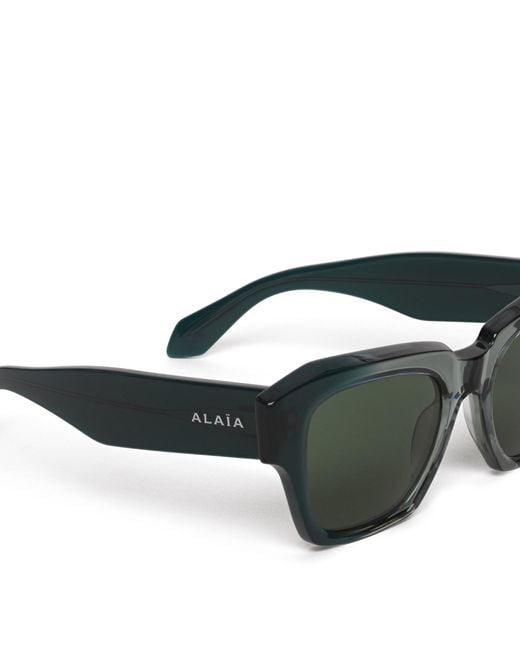 Alaïa Green Acetate Melted Square Sunglasses