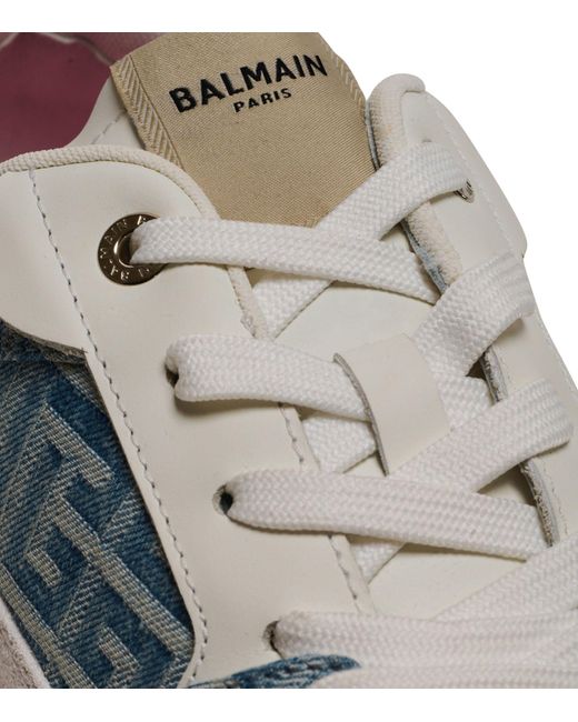 Balmain Blue Monogram B-court Sneakers