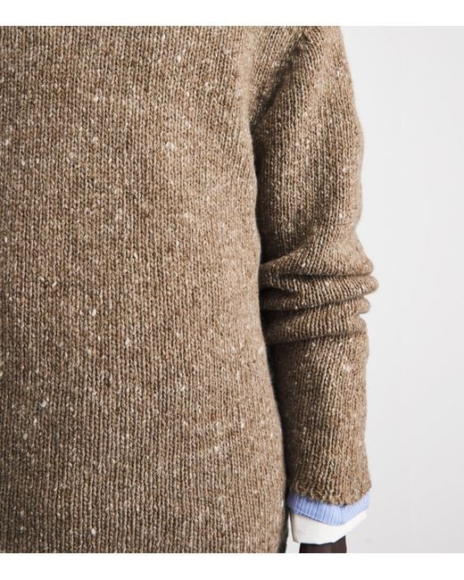 Auralee Brown Wool Tweed Sweater for men