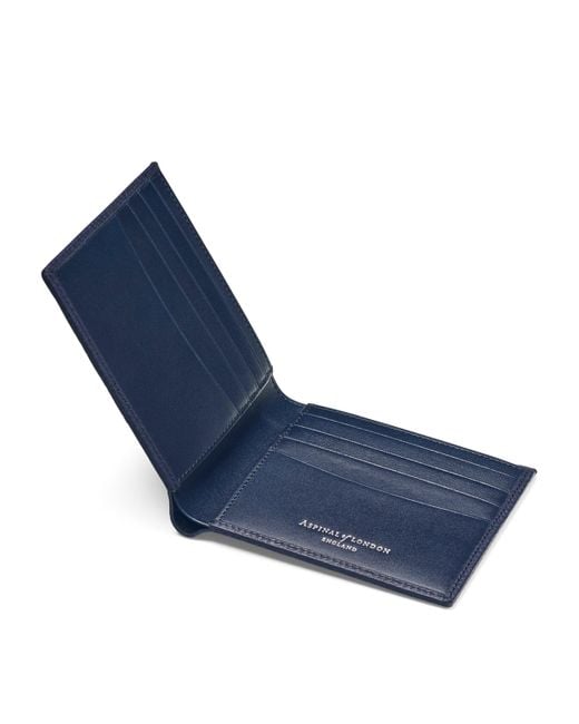 Aspinal Blue Classic Billfold Leather Wallet for men
