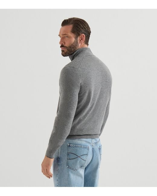 Brunello Cucinelli Gray Cashmere Two-Way Zip Cardigan for men