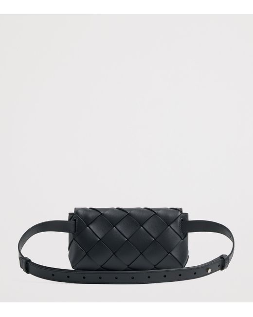 Bottega Veneta Black Leather Intreccio Diago Belt Bag for men