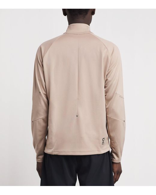 On Shoes Natural Climate Zip-Up Lg-Sleeve T-Shirt for men