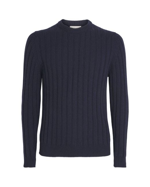 Johnstons Blue Cashmere Rib-Knit Peel Sweater for men