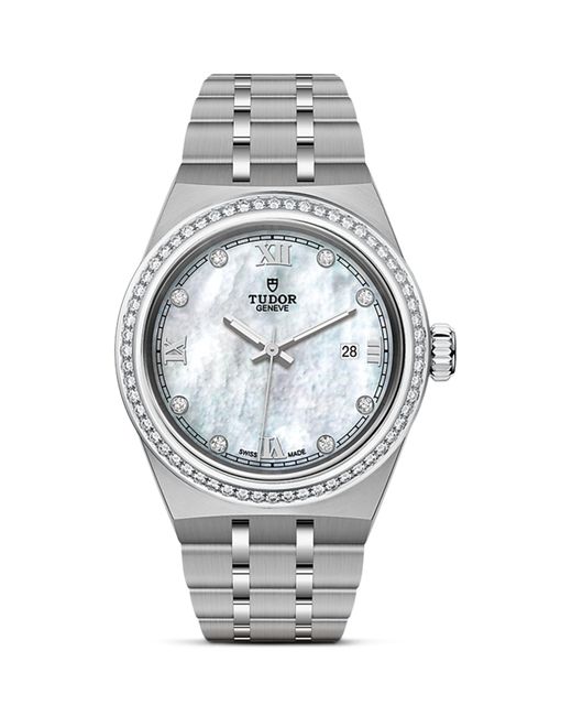 Tudor Metallic Day Date Stainless Steel And Diamond Watch 28mm
