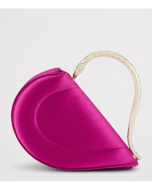 BVLGARI Pink Mini Leather Serpenti Cuoricino Top-Handle Bag