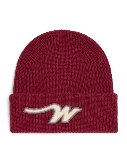 Weekend by Maxmara Red Virgin Wool Monogram Beanie