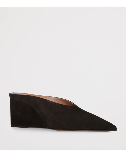 Alaïa Black Suede Cube Wedge Mules 75