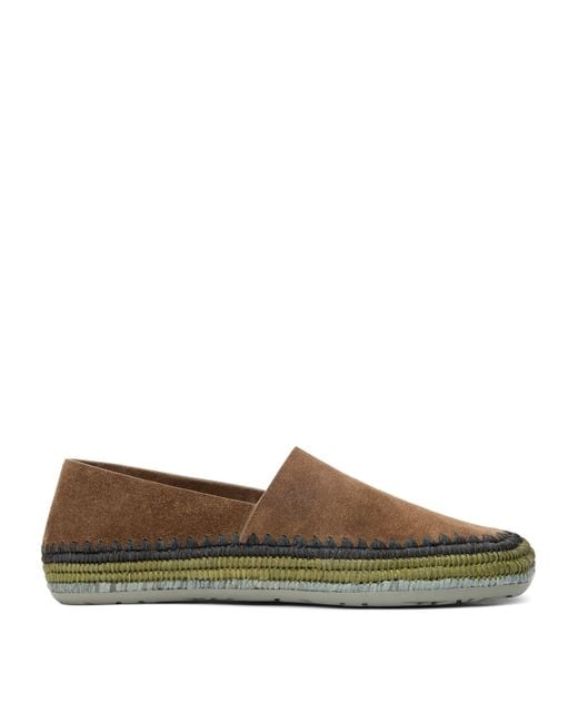 Loewe Green Suede Raffia-Trim Rio Slippers for men