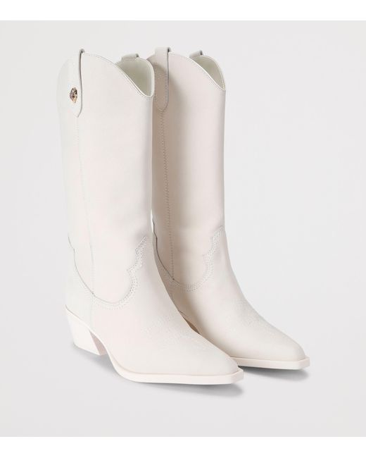 Kurt Geiger White Leather Kurt's Cabana Kiss Cowboy Boots