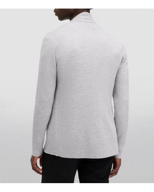 AllSaints Gray Merino Mode Open Cardigan for men
