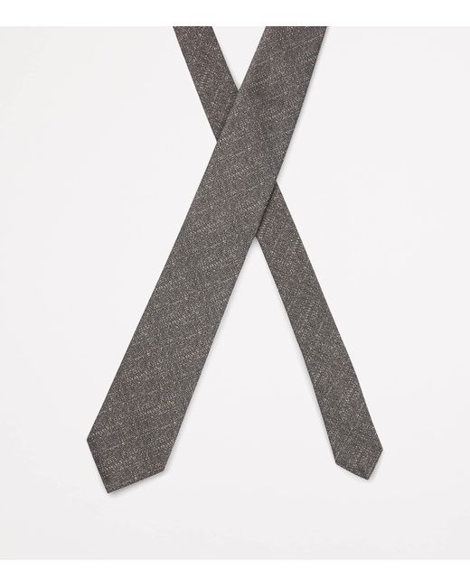 Boss Gray Silk Mouliné Tie for men