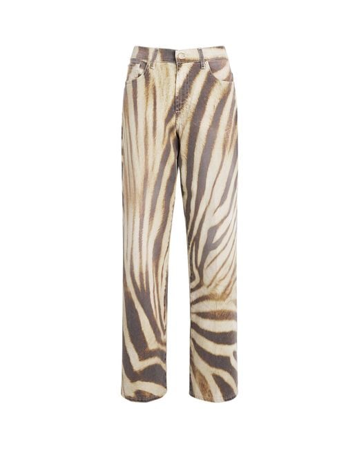 7 For All Mankind Natural Zebra Print Stovepipe Straight Jeans