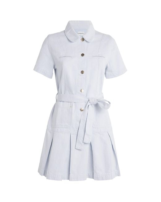 Claudie Pierlot Cotton Denim Mini Dress in White