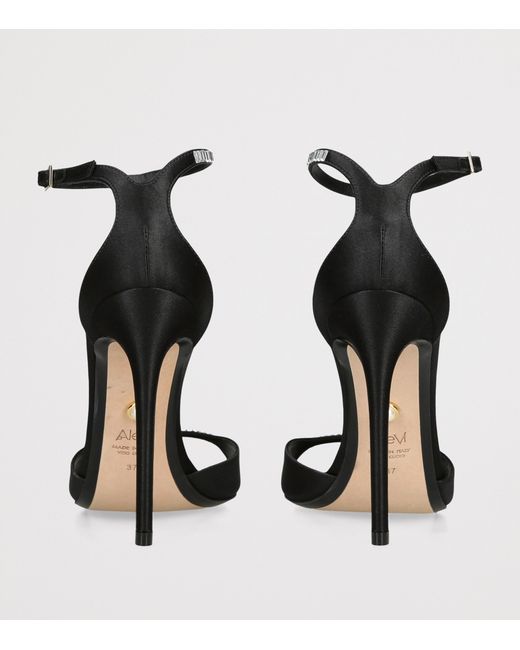 ALEVI Black Satin Ninel Xtal Heeled Sandals 110