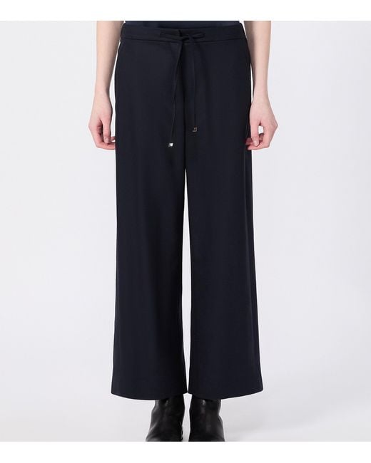 Max Mara Blue Wool-Blend Drawstring Trousers
