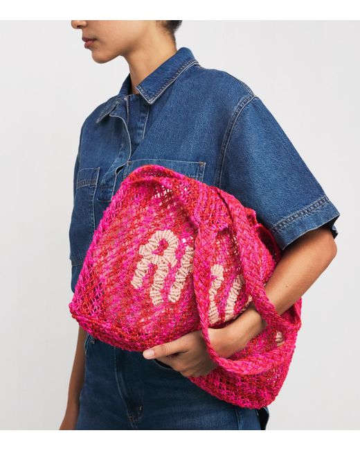 The Jacksons Pink Large Stripe Dora Amore Tote Bag
