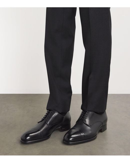 Brioni Black Leather Derby Shoes for men