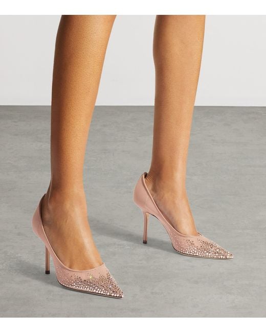 Jimmy Choo Pink Love 85 Embellished Pumps