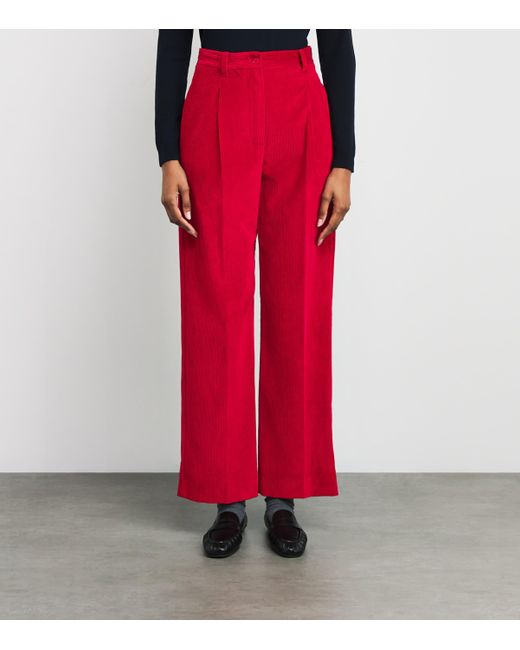 Weekend by Maxmara Red Corduroy Straight Trousers