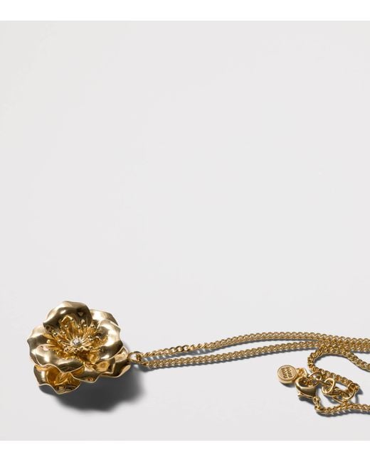 Miu Miu Metallic Flower Pendant Necklace