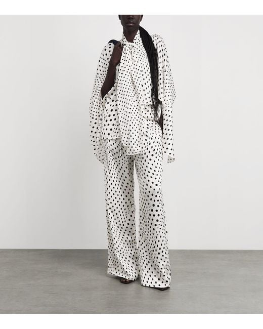 Stella McCartney White Polka Dot Wide-Leg Trousers