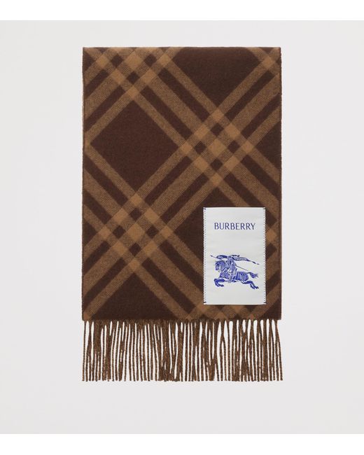 Burberry Brown Cashmere Check Scarf