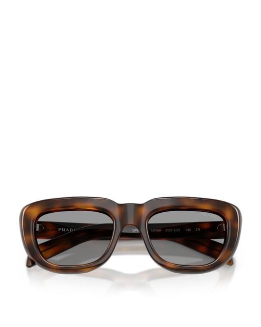 Prada Brown Pr D07S Rectangle Sunglasses
