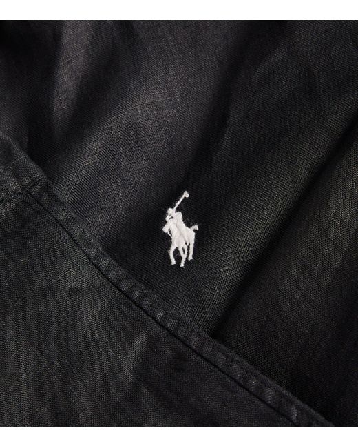 Polo Ralph Lauren Black Linen Polo Pony Shirt for men