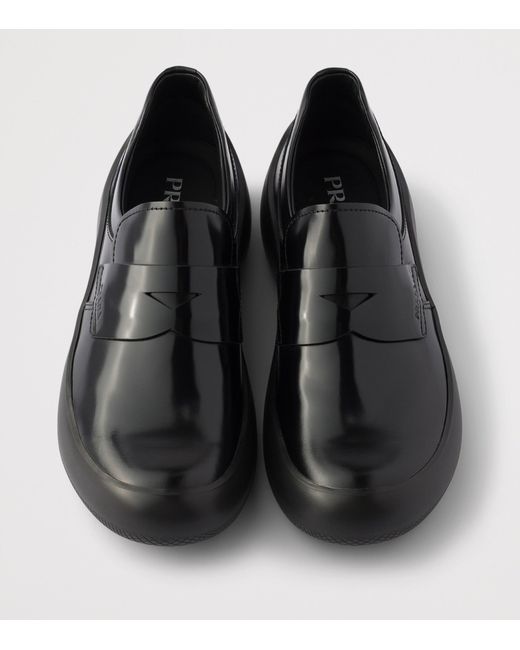 Prada Black Brushed Leather Loafers for men