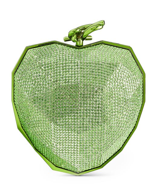 Jimmy Choo Green Crystal-embellished Heart Clutch Bag
