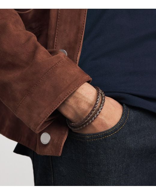 Tateossian Brown Leather Chelsea Bracelet for men