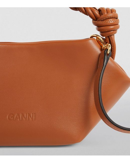 Ganni Brown Mini Leather Bou Top-handle Bag