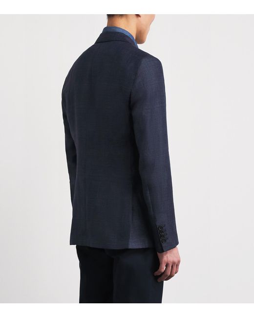 Pal Zileri Blue Linen-Wool Brera Blazer for men
