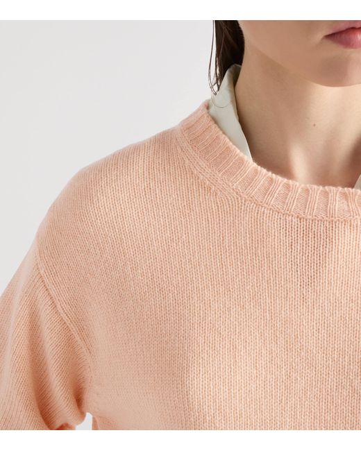 Prada Natural Wool-Cashmere Short-Sleeve Sweater