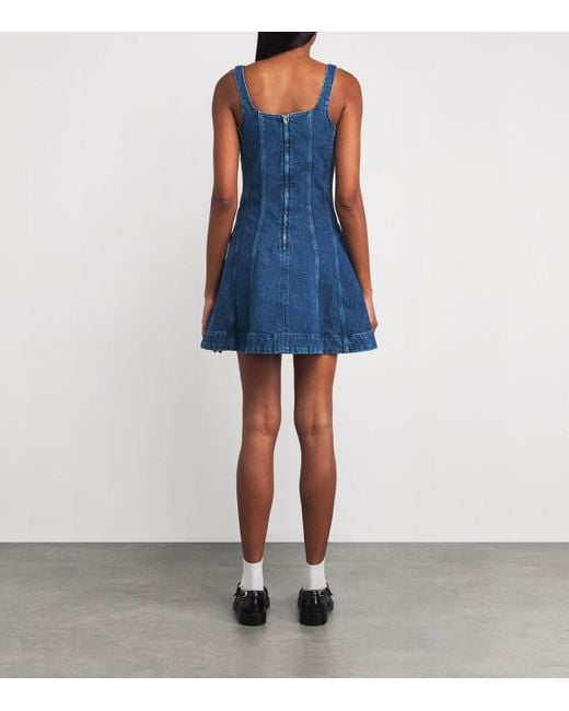 Maje Blue Denim Flared Mini Dress