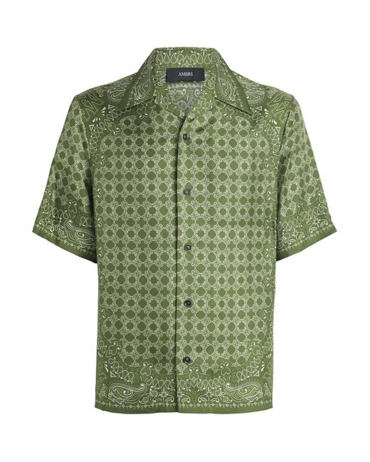 Amiri Green Silk Bandana Print Shirt for men