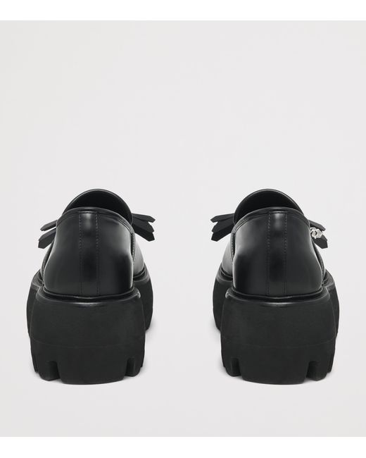 McQueen Black Leather Sofa Loafers for men
