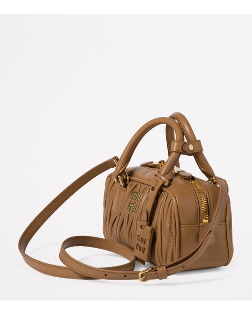 Miu Miu Brown Matelassé Leather Arcadie Top-Handle Bag